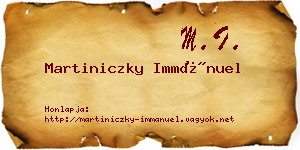 Martiniczky Immánuel névjegykártya